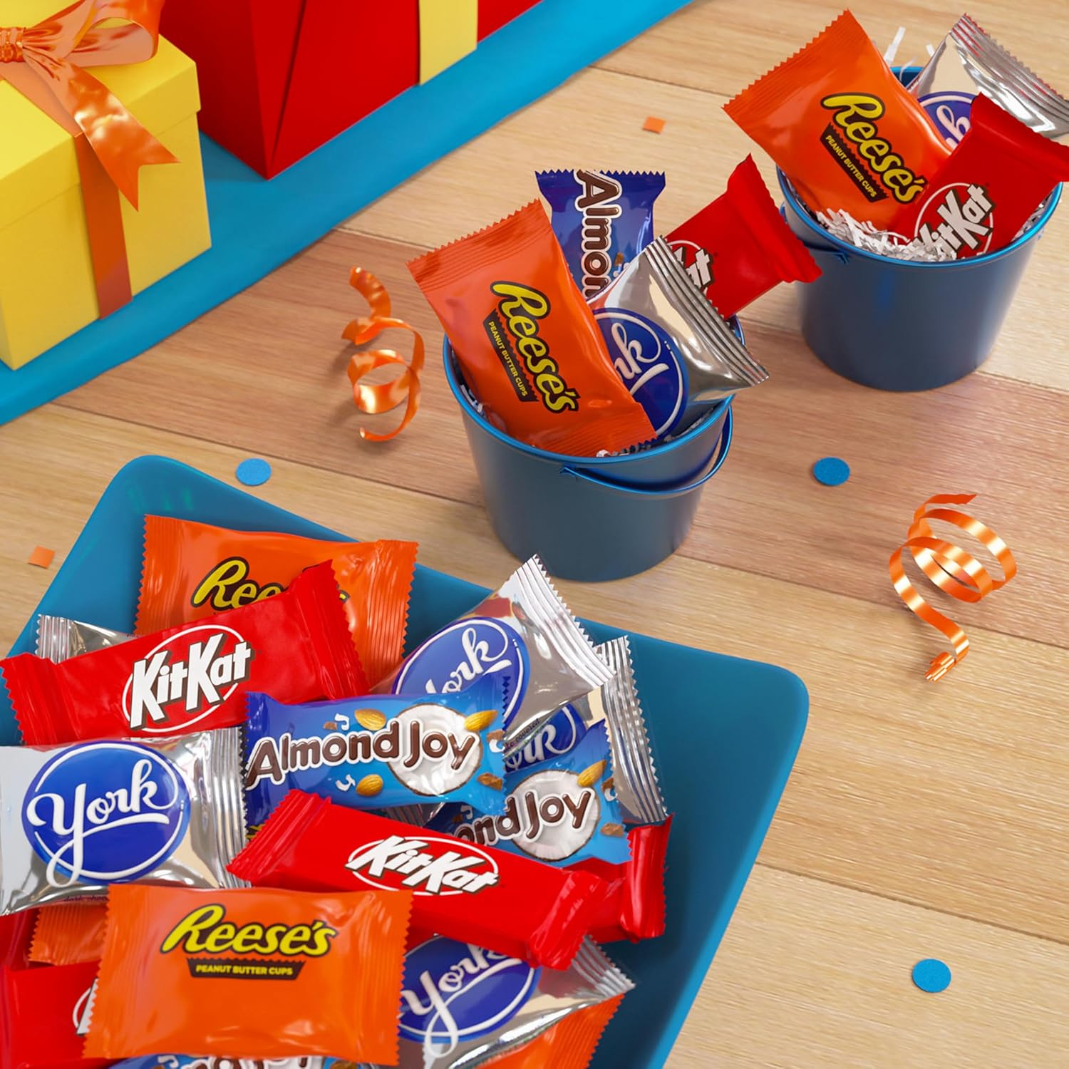flexible bag/box packaging suitable for pouring into candy jars, gift bags, or concession displays