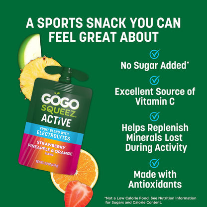 flexible squeeze pouches available in 18-count single box or 36-count value pack, plus an active energy release functional variant