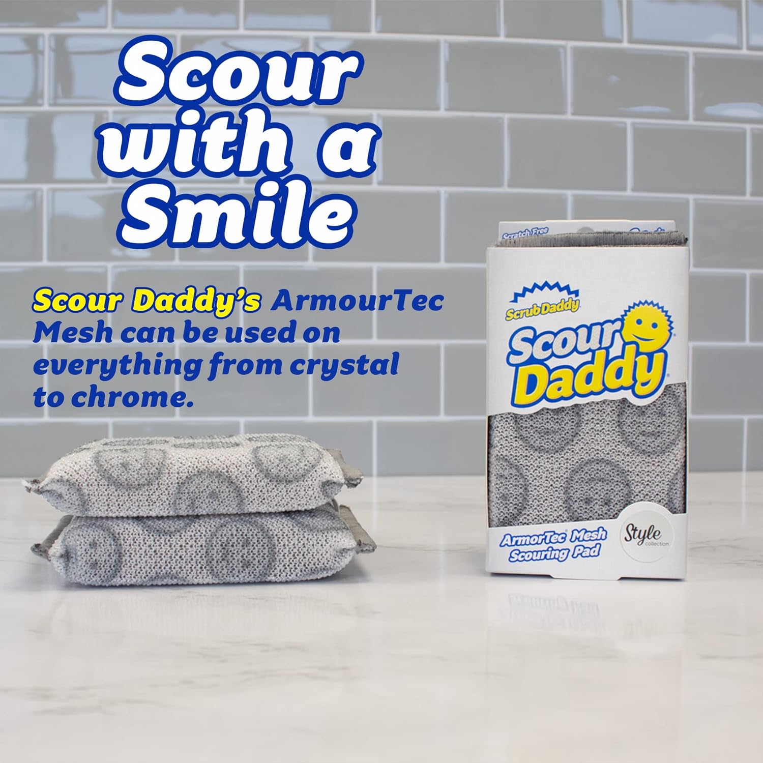 flextexture technology: firms in cold water for heavy-duty scrubbing, softens in warm water for gentle cleaning