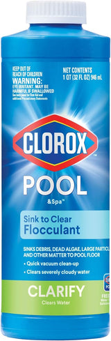 Clorox Pool&Spa Swimming Pool Flocculant – Outdoor Backyard Pool Debris Sinking Treatment, 1 Quart