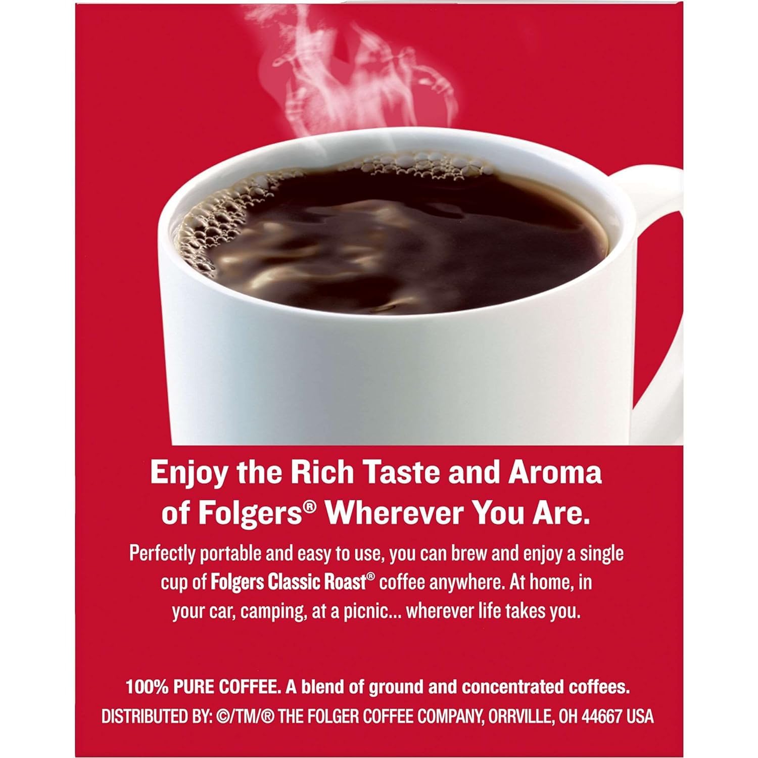 Folgers Coffee Singles – Portable Pour-Over Packets for Camping, RV Trips, and Tent Mornings