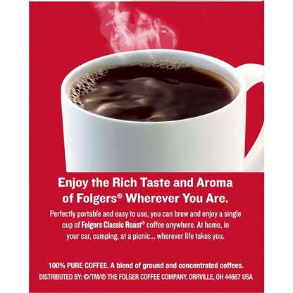Folgers Coffee Singles – Portable Pour-Over Packets for Camping, RV Trips, and Tent Mornings