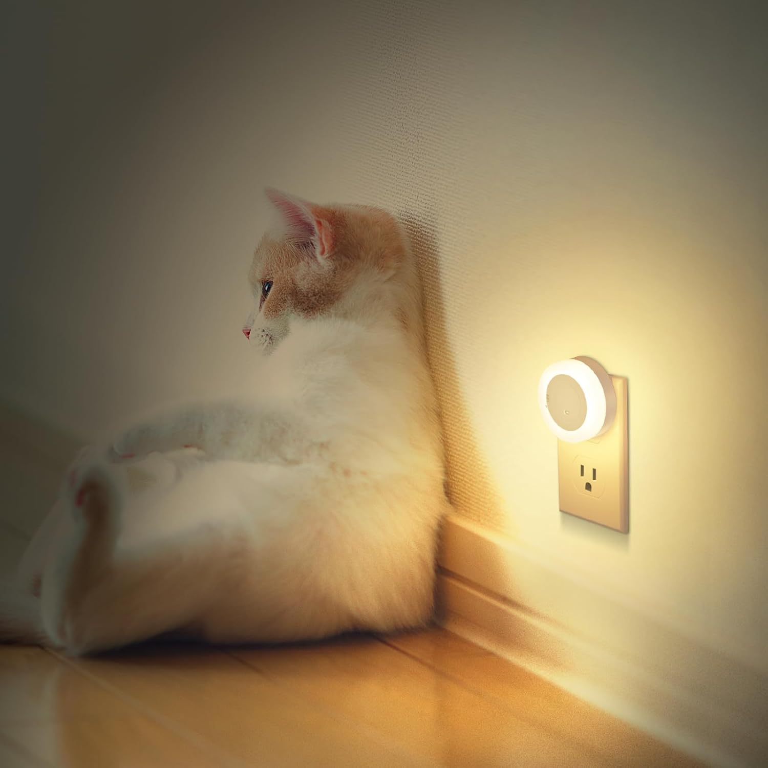 FOLKSMATE Plug in Nightlight – Safer Alternative to Candles for Bedroom and Stairway, Cool to Touch LED