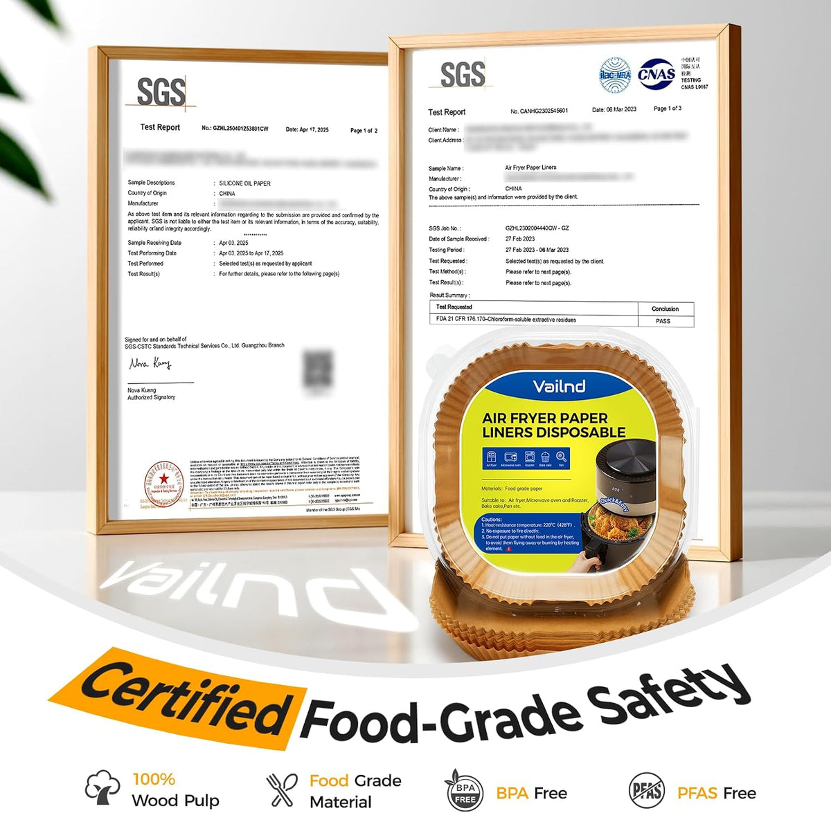 food-grade unbleached wood-pulp paper with food-safe silicone coating, bpa-free and pfas-free
