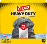 Glad ForceFlex Heavy Duty Trash Bags for Backyard and Patio Cleanup, 30 Gal Odor-Blocking Drawstring, 50 Ct