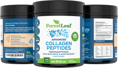 ForestLeaf Collagen Peptides Powder - Anti-Aging Beauty Supplement for Women, Daily Self-Care Ritual for Hair Skin and Nails