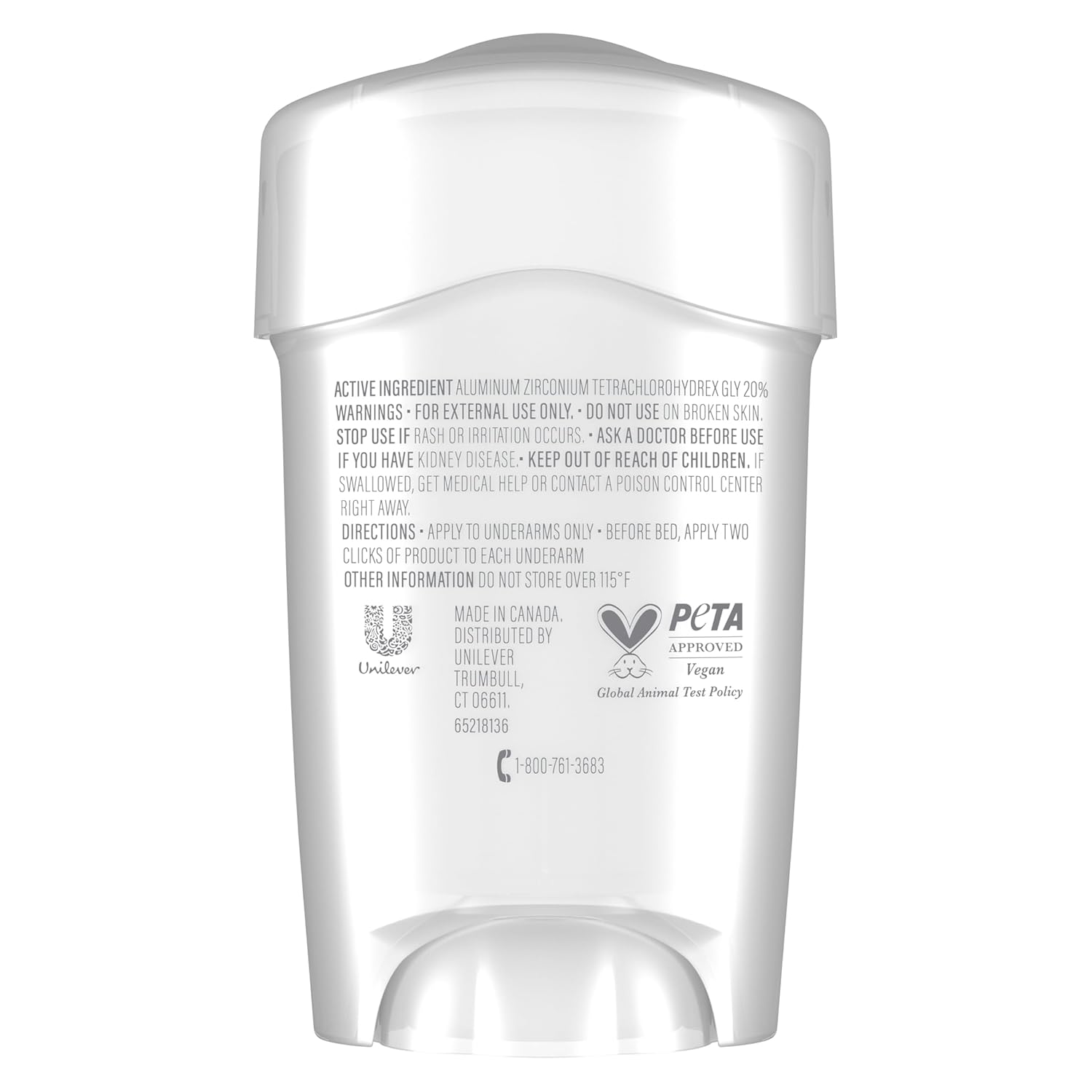 formulated with 1/4 moisturizers for underarm skin conditioning