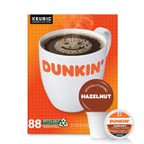 Dunkin' Hazelnut K-Cup Coffee Pods – Home Office Focus Brew, 88 Count Medium Roast for Workdays