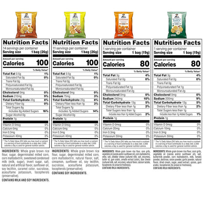 four-flavor mix: caramel, cheddar, apple cinnamon, and buttermilk ranch