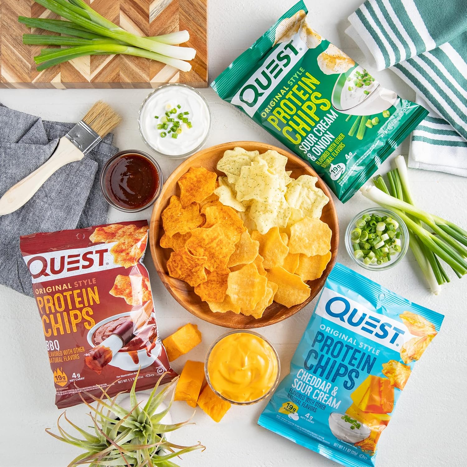 four flavor options: bbq, cheddar & sour cream, sour cream & onion, and dill pickle
