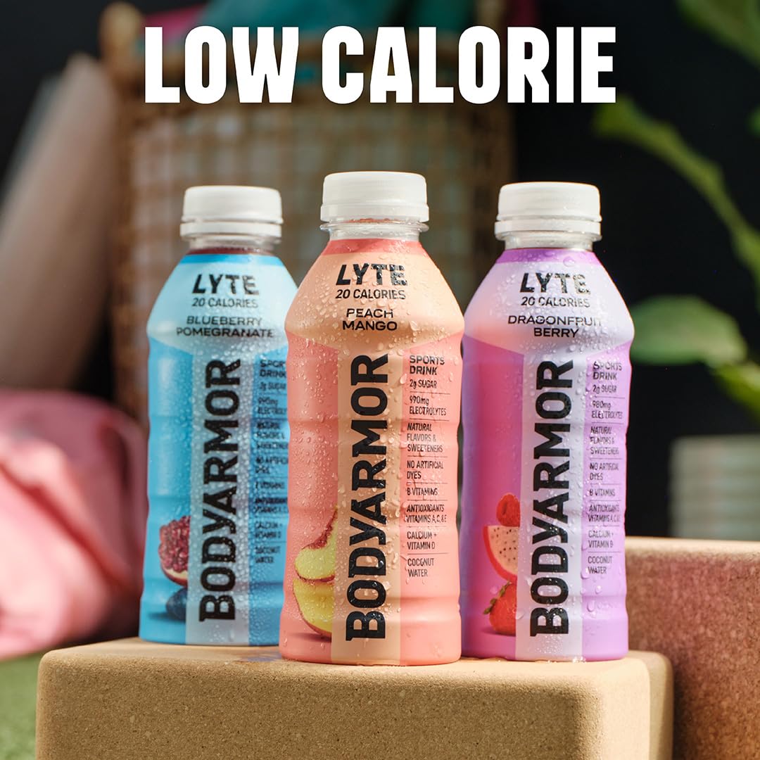 four flavor variants: peach mango, fruit punch, lemon lime, and orange