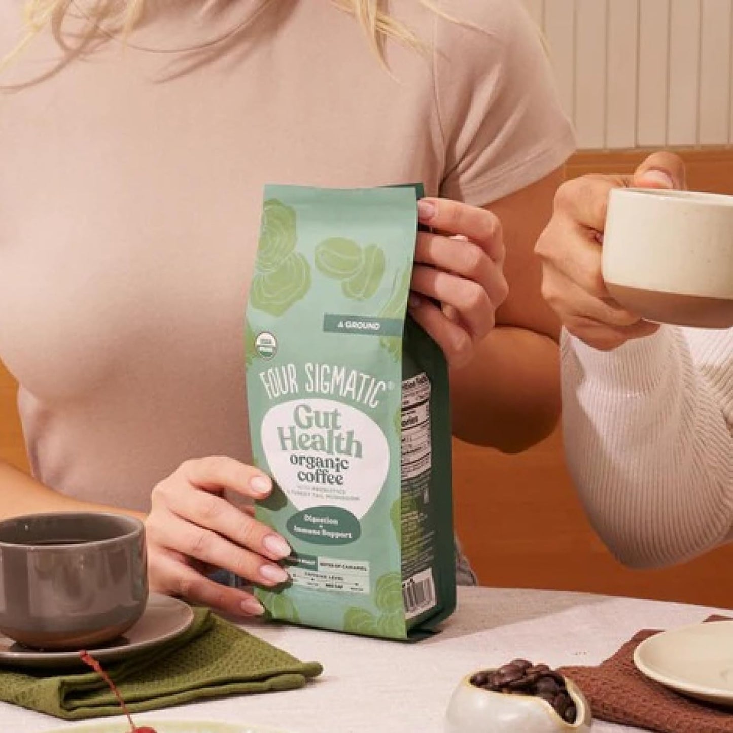 Four Sigmatic Gut Health Coffee – Daily Self-Care Ritual, Probiotic Mushroom Blend for Mindful Mornings