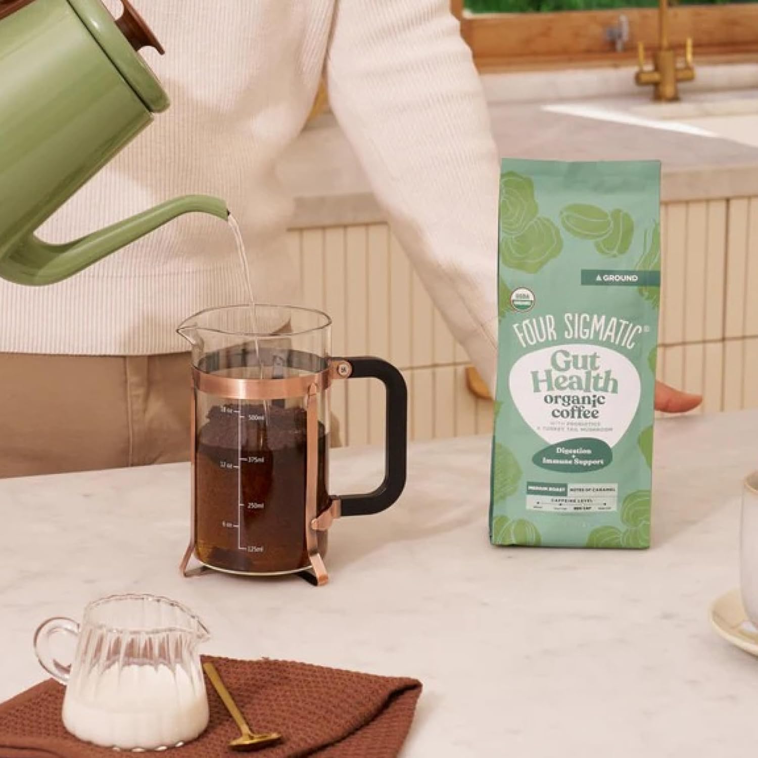 Four Sigmatic Gut Health Coffee – Daily Self-Care Ritual, Probiotic Mushroom Blend for Mindful Mornings