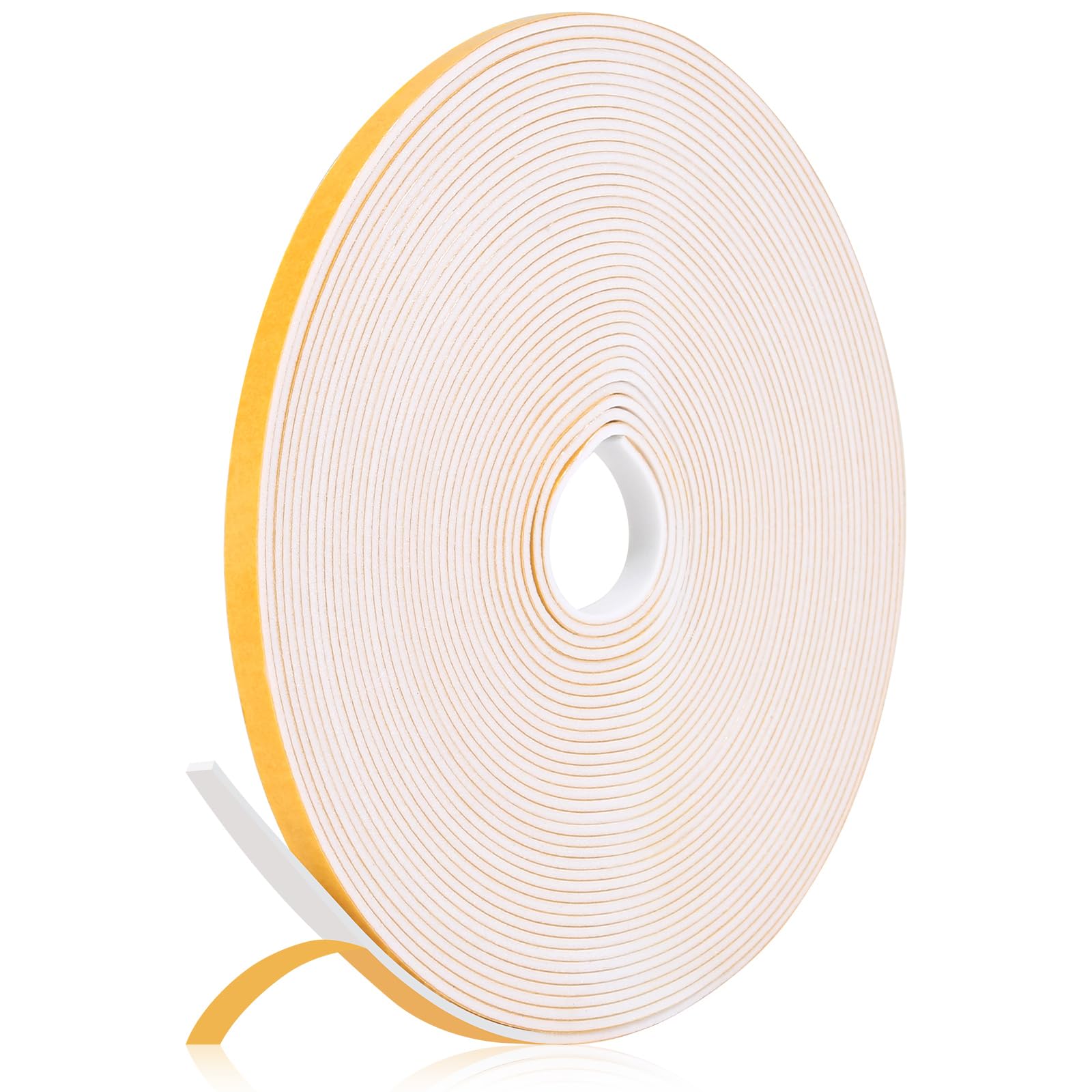 Fowong Foam Weather Stripping – Study Nook and Garage Office Soundproofing Seal, Self-Adhesive Door Frame Insulation, White