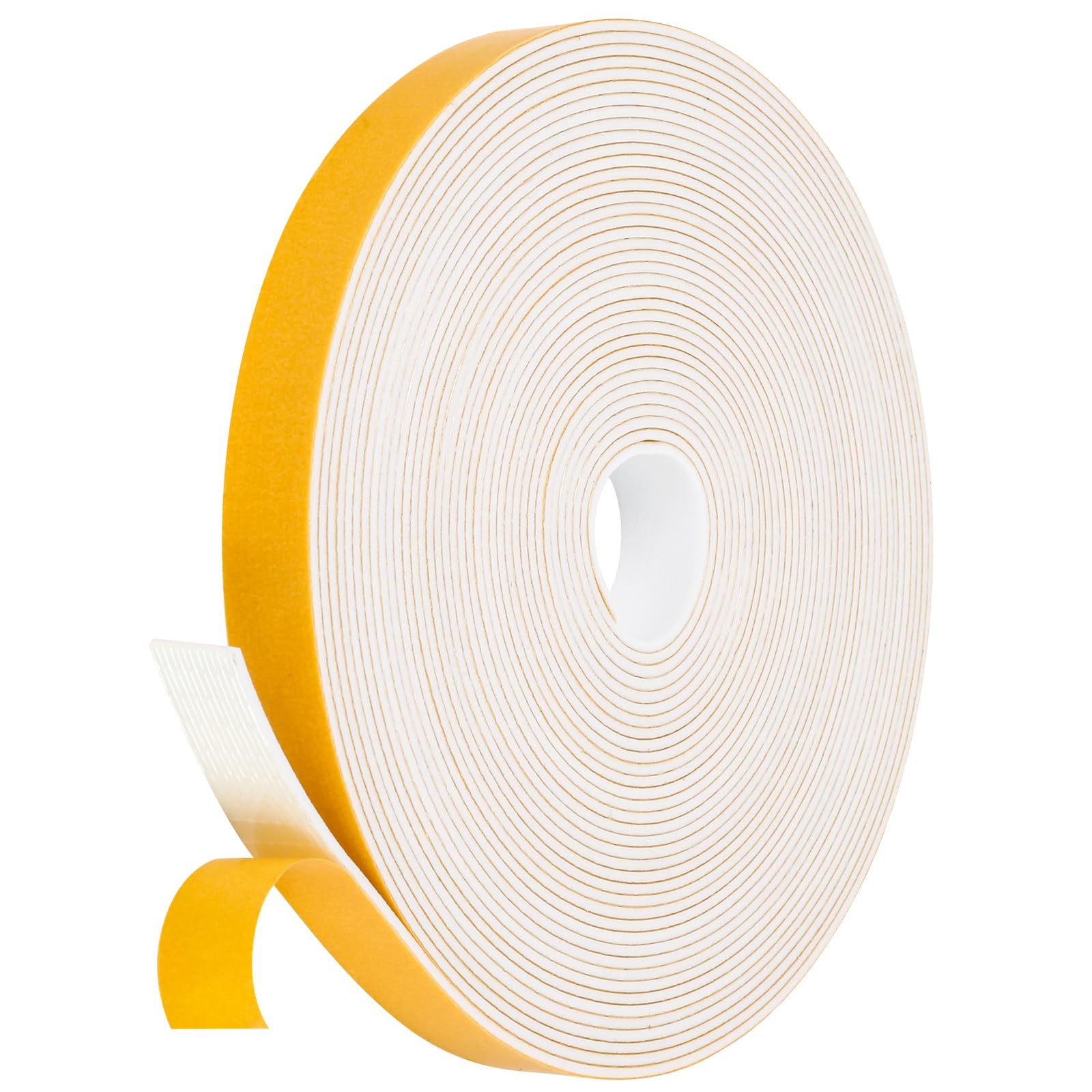 Fowong Foam Weather Stripping – Study Nook and Garage Office Soundproofing Seal, Self-Adhesive Door Frame Insulation, White