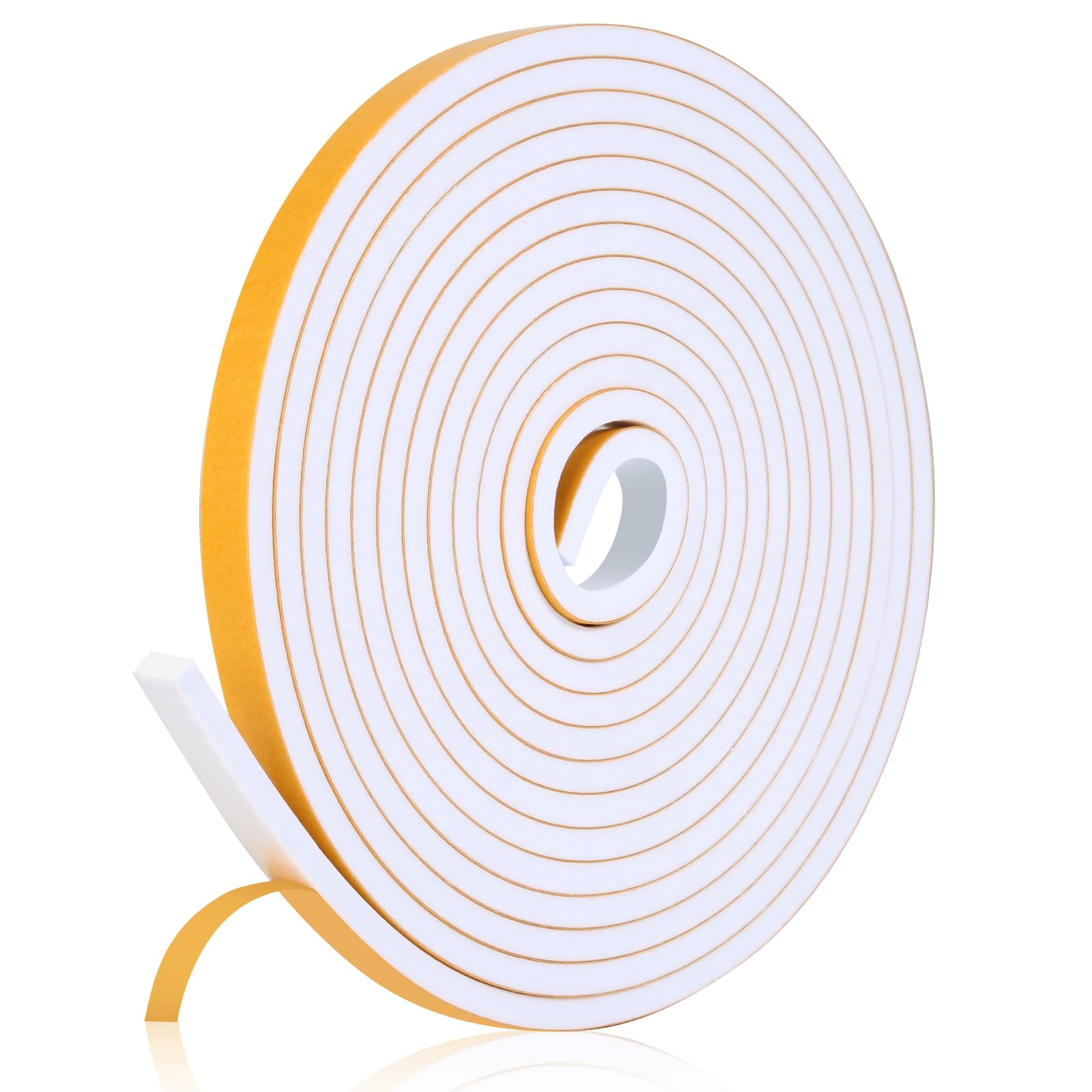 Fowong Foam Weather Stripping – Study Nook and Garage Office Soundproofing Seal, Self-Adhesive Door Frame Insulation, White
