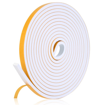 Fowong Foam Weather Stripping – Study Nook and Garage Office Soundproofing Seal, Self-Adhesive Door Frame Insulation, White