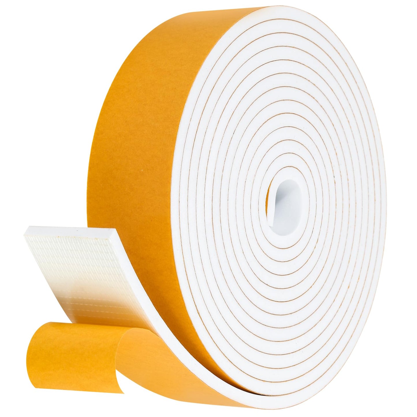 Fowong Foam Weather Stripping – Study Nook and Garage Office Soundproofing Seal, Self-Adhesive Door Frame Insulation, White