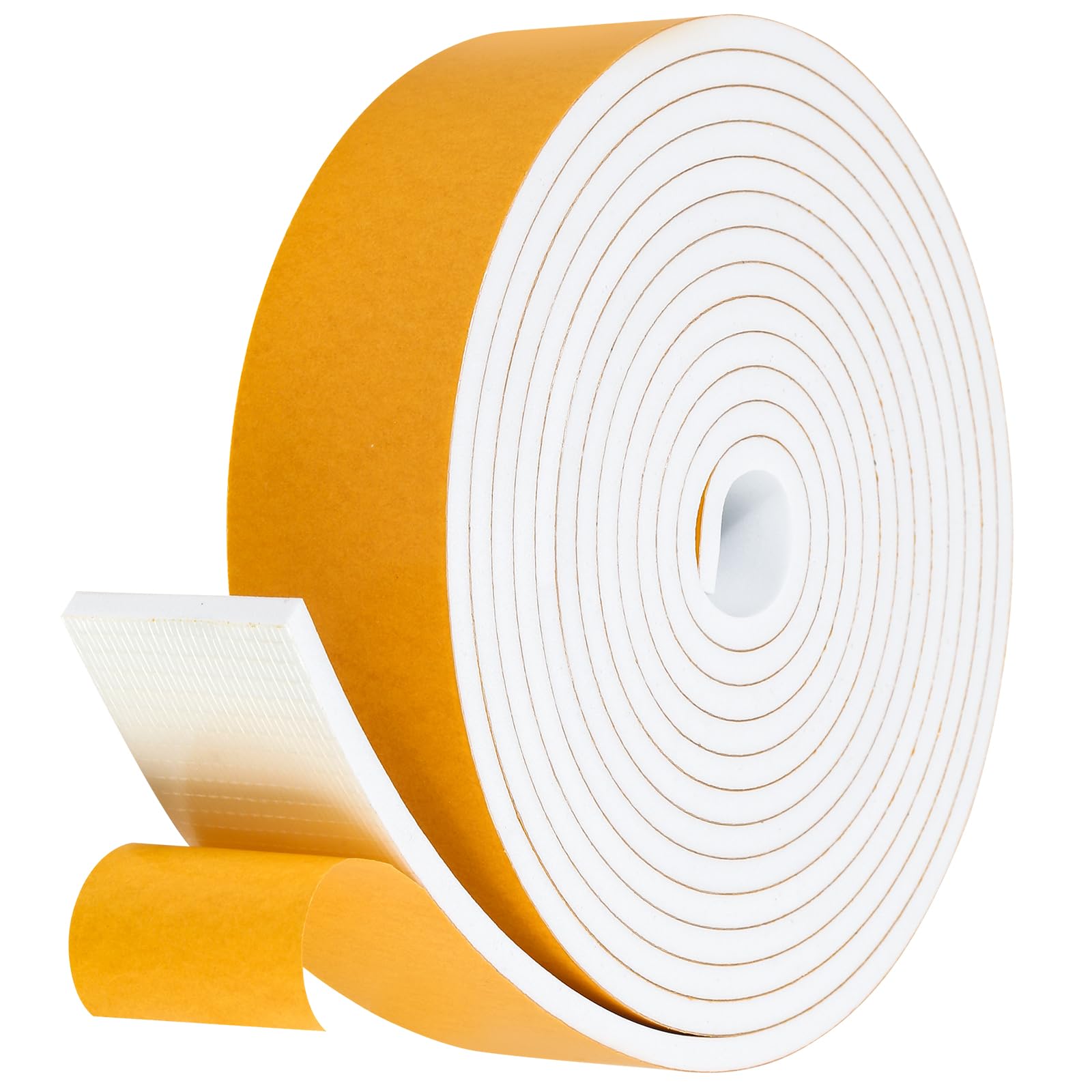 Fowong Foam Weather Stripping – Study Nook and Garage Office Soundproofing Seal, Self-Adhesive Door Frame Insulation, White