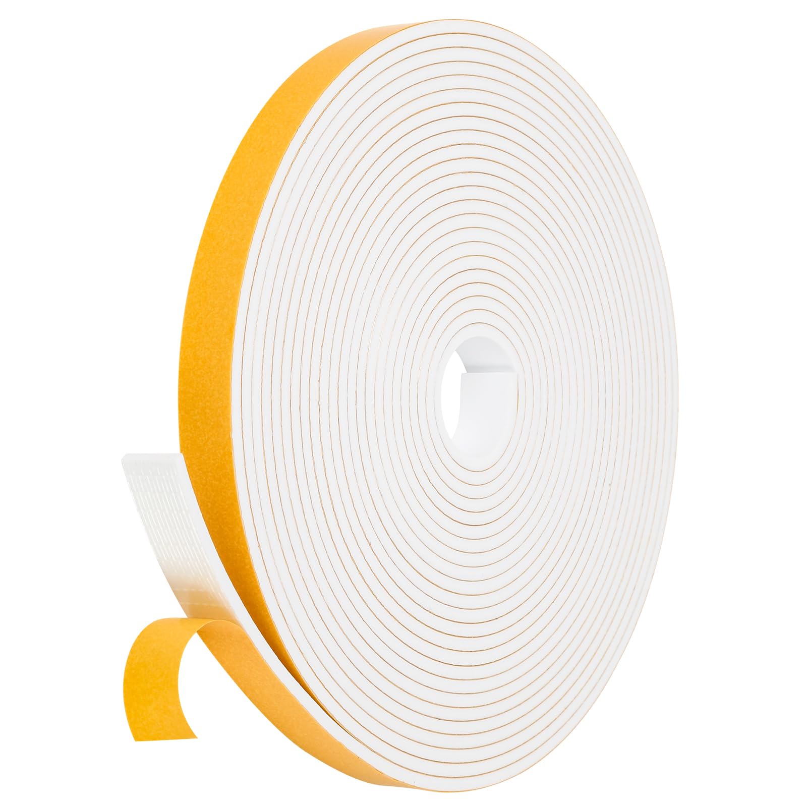 Fowong Foam Weather Stripping – Study Nook and Garage Office Soundproofing Seal, Self-Adhesive Door Frame Insulation, White