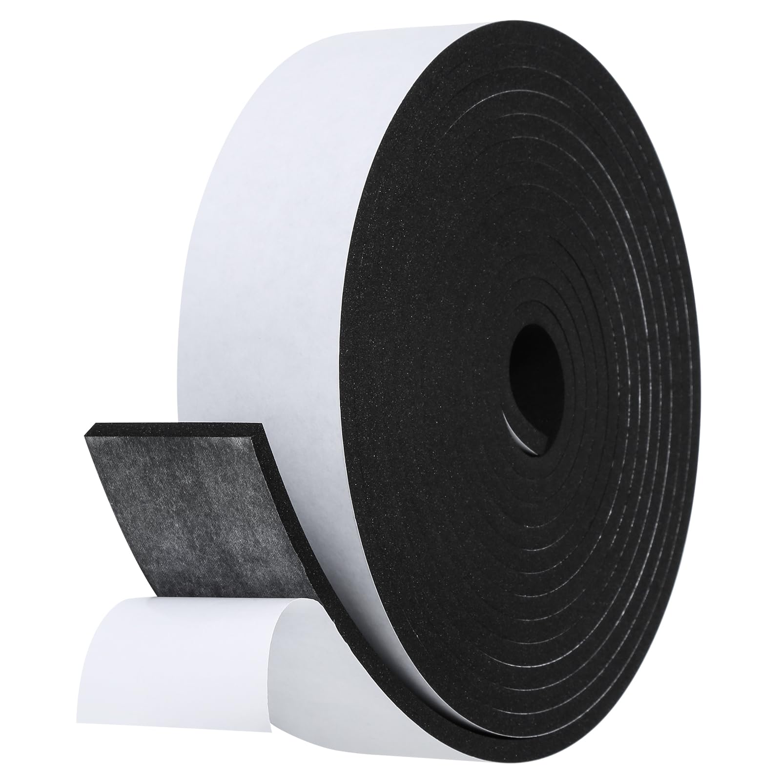 Fowong Foam Weather Stripping – Study Nook and Garage Office Soundproofing Seal, Self-Adhesive Door Frame Insulation, White