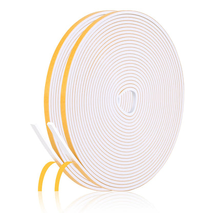 Fowong Foam Weather Stripping – Study Nook and Garage Office Soundproofing Seal, Self-Adhesive Door Frame Insulation, White