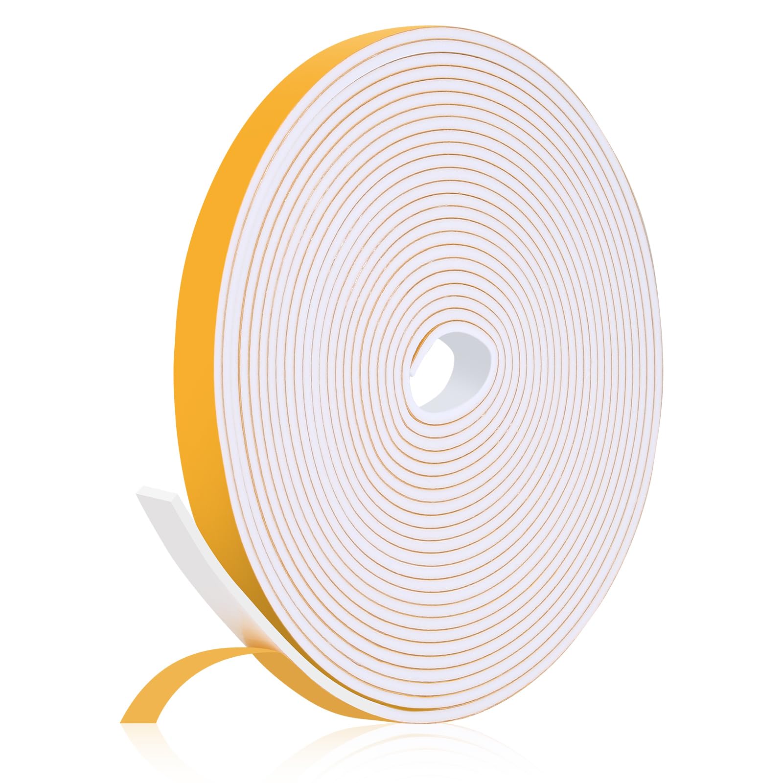 Fowong Foam Weather Stripping – Study Nook and Garage Office Soundproofing Seal, Self-Adhesive Door Frame Insulation, White