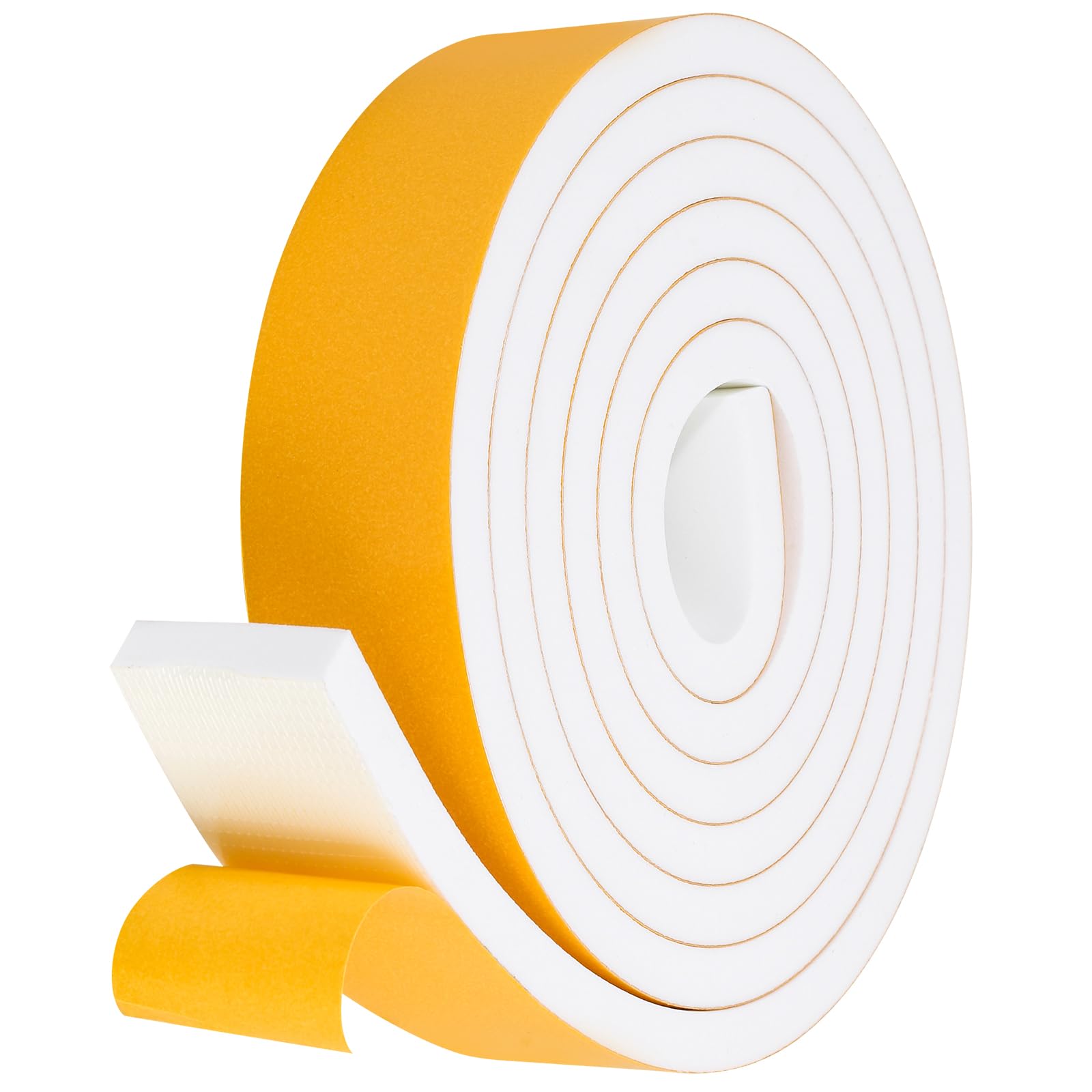 Fowong Foam Weather Stripping – Study Nook and Garage Office Soundproofing Seal, Self-Adhesive Door Frame Insulation, White