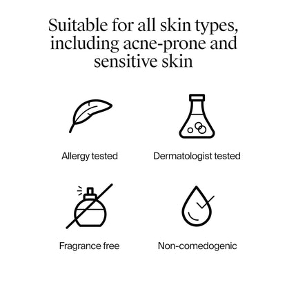 fragrance-free, paraben-free, phthalate-free, dye-free, non-comedogenic, dermatologist-tested