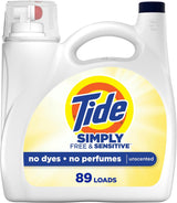 Tide Simply Laundry Detergent Free & Sensitive Scent for Sensitive Skin Wellness, Dye-Free Wash for Bedroom Linens and Bath Towels