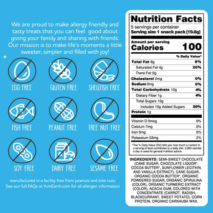 free from peanuts, tree nuts, milk, eggs, fish, shellfish, soy, wheat/gluten, and sesame
