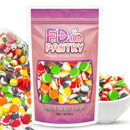 Freeze Dried Candy Tarts Crunch: Crunchy Sweetness, 4 oz Flavors: Cherry, Lemon, Lime, Orange, Grape. Tarts Resealable Bag Tangy Sweet