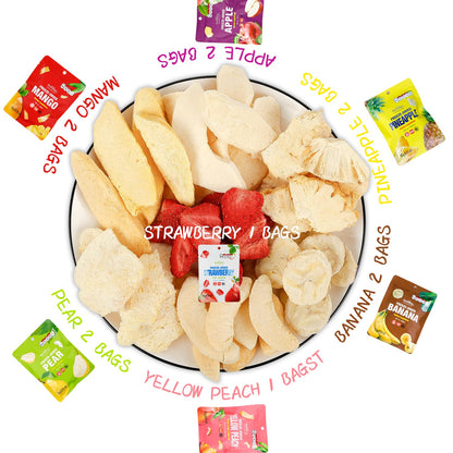 freeze-drying process locks in crispy texture and fruit flavor without refrigeration