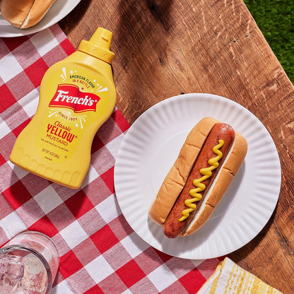 French's Classic Yellow Mustard – Backyard BBQ & Tailgate Squeeze Bottle for Burgers, Brats & Hot Dogs, 14 oz
