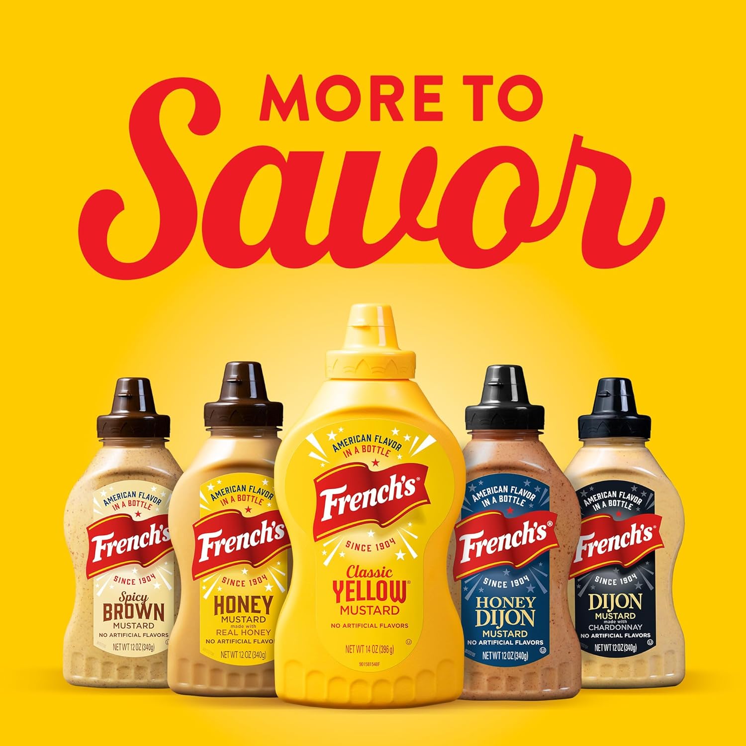 French's Classic Yellow Mustard – Backyard BBQ & Tailgate Squeeze Bottle for Burgers, Brats & Hot Dogs, 14 oz