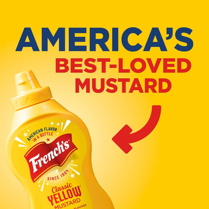 French's Classic Yellow Mustard – Backyard BBQ & Tailgate Squeeze Bottle for Burgers, Brats & Hot Dogs, 14 oz