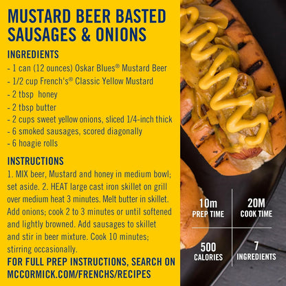 French's Classic Yellow Mustard – Family Lunchbox & Kids' Dinner Table Squeeze Bottle, Gluten Free & No Artificial Flavors, 14 oz