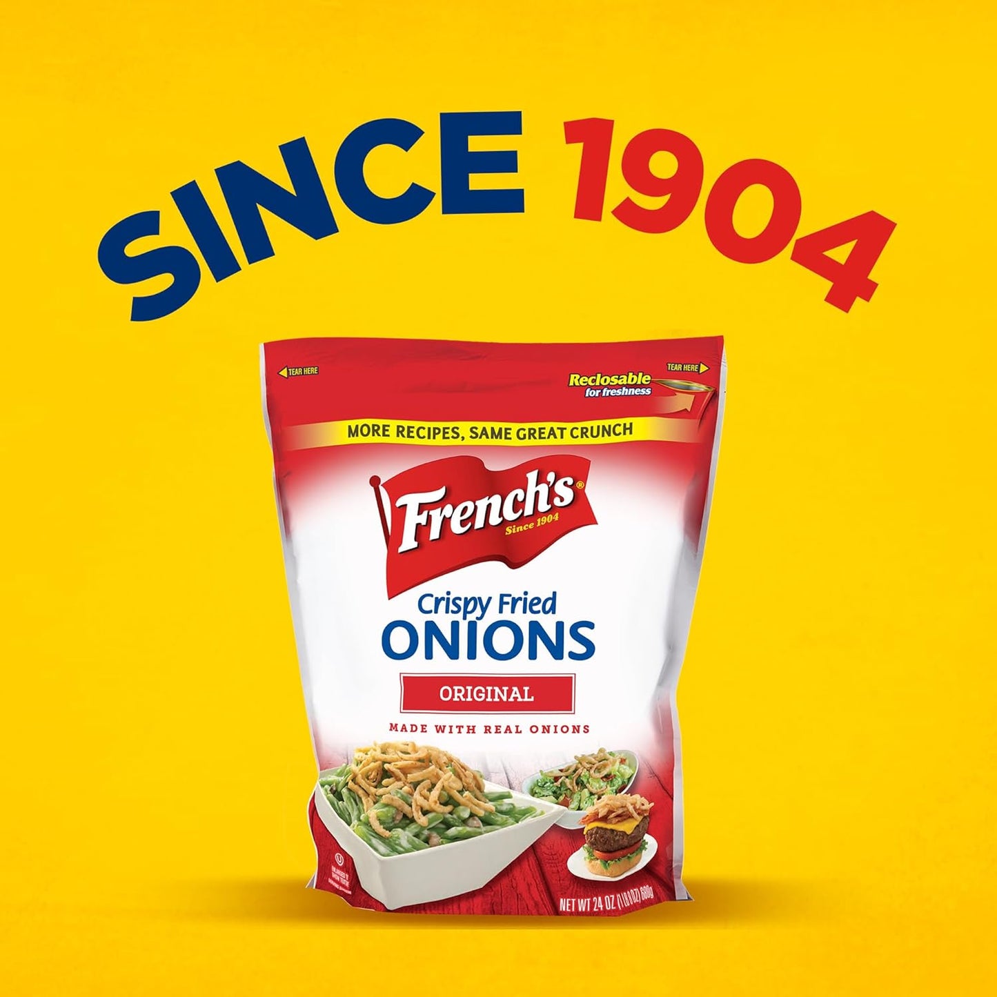 French's Original Crispy Fried Onions 24 oz – Family Favorite Topping for Kid-Approved Dinners