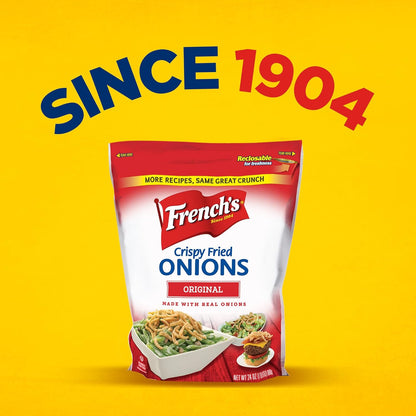 French's Original Crispy Fried Onions 24 oz – Family Favorite Topping for Kid-Approved Dinners