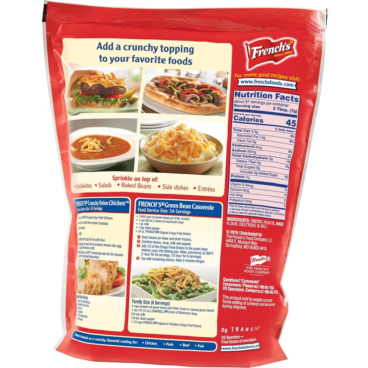 French's Original Crispy Fried Onions 24 oz – Family Favorite Topping for Kid-Approved Dinners