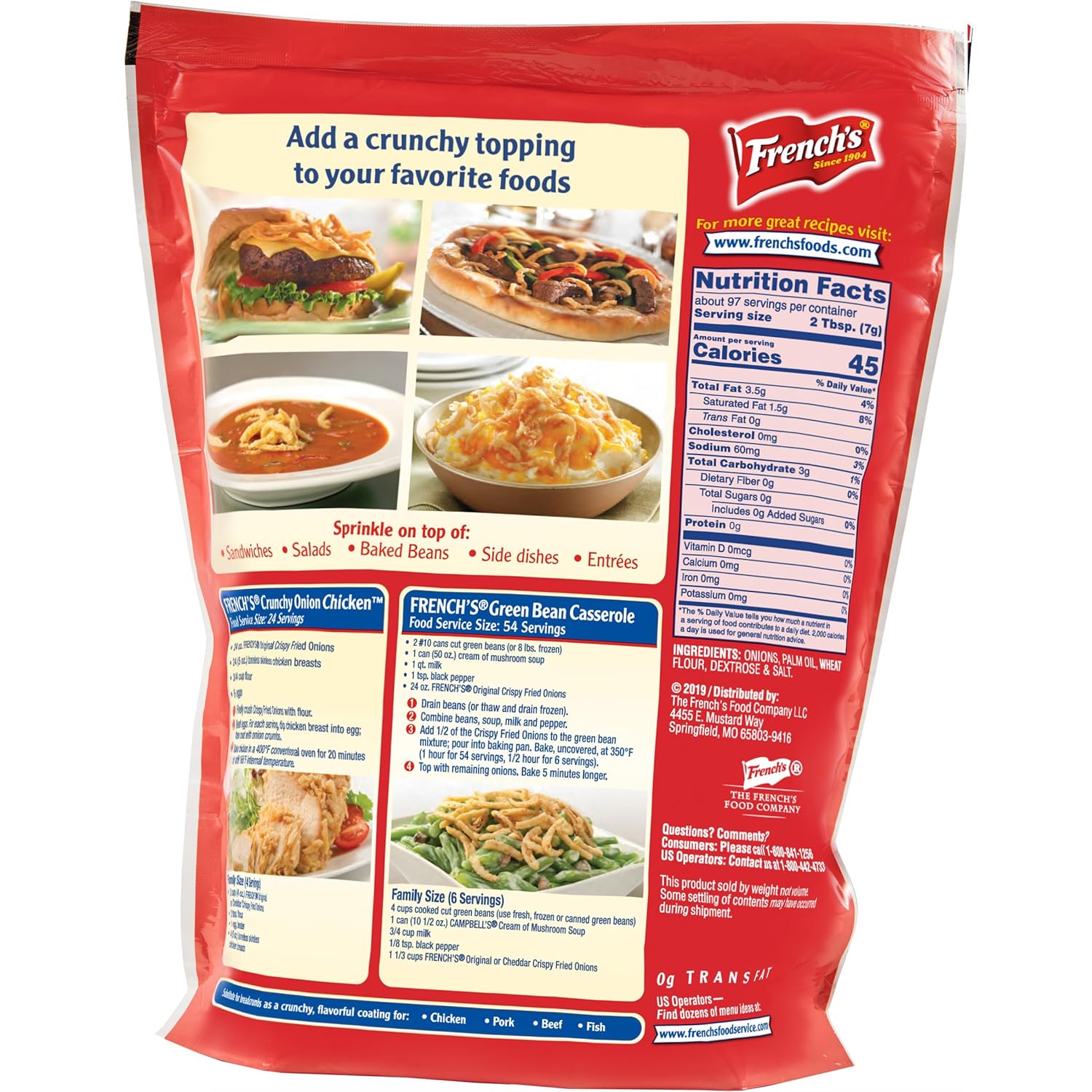 French's Original Crispy Fried Onions 24 oz – Family Favorite Topping for Kid-Approved Dinners