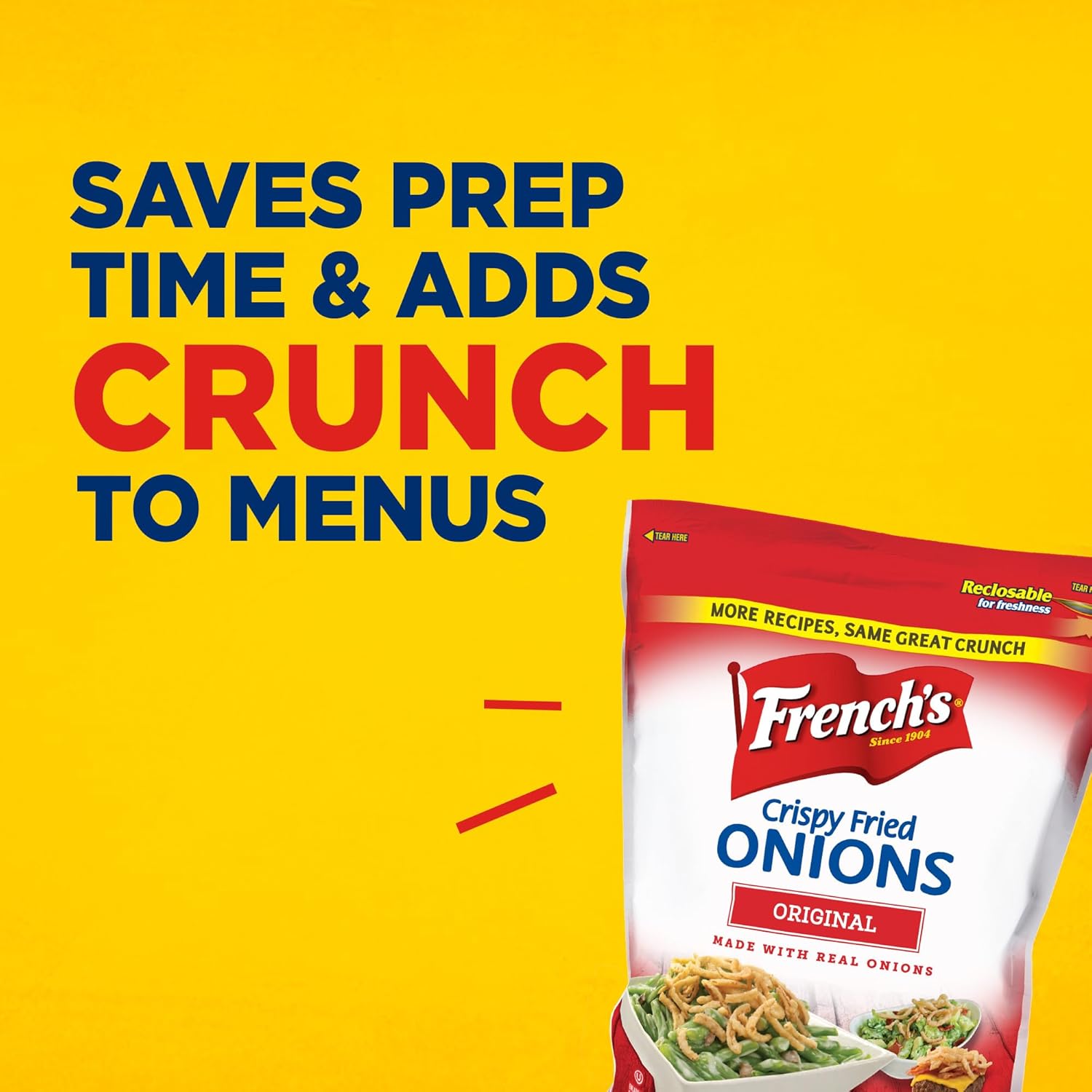 French's Original Crispy Fried Onions 24 oz – Family Favorite Topping for Kid-Approved Dinners