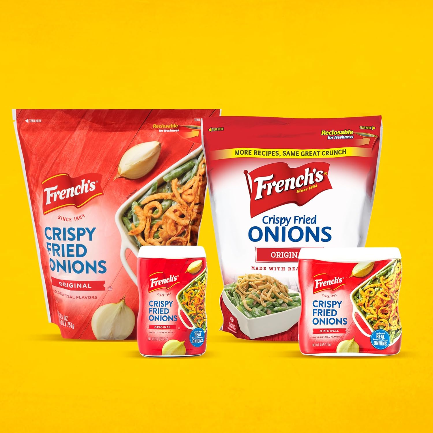 French's Original Crispy Fried Onions 24 oz – Family Favorite Topping for Kid-Approved Dinners