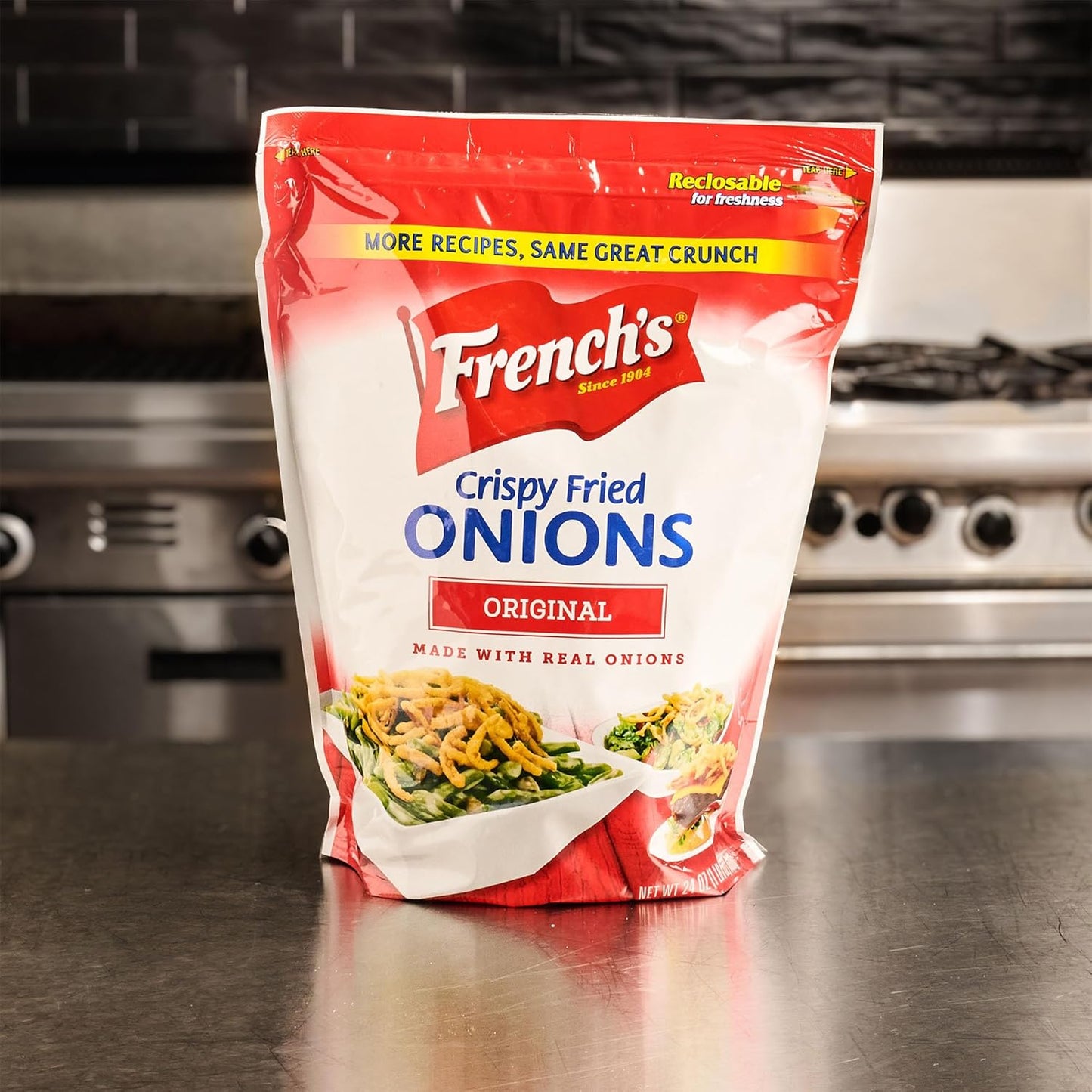 French's Original Crispy Fried Onions 24 oz – Family Favorite Topping for Kid-Approved Dinners