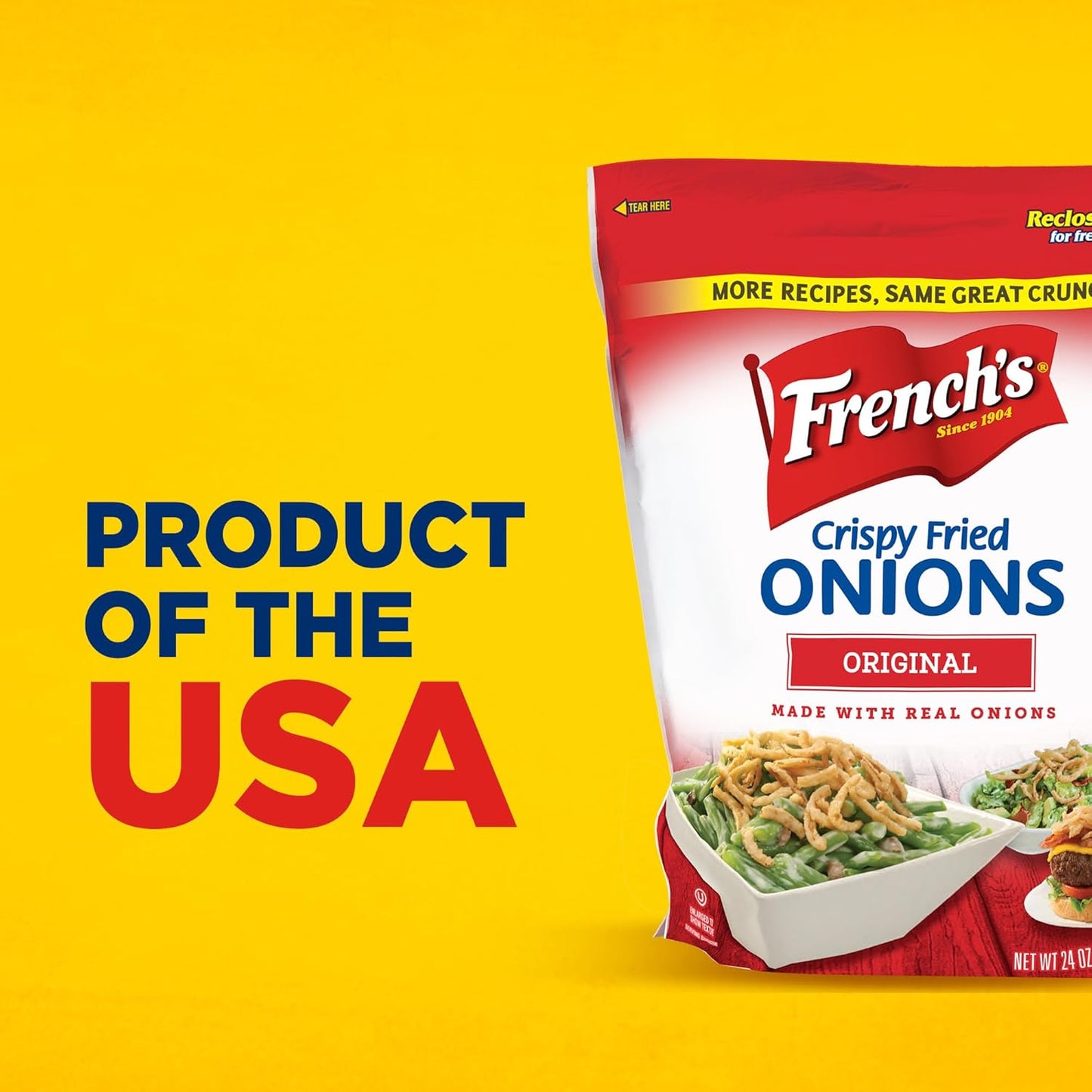 French's Original Crispy Fried Onions 24 oz – Family Favorite Topping for Kid-Approved Dinners
