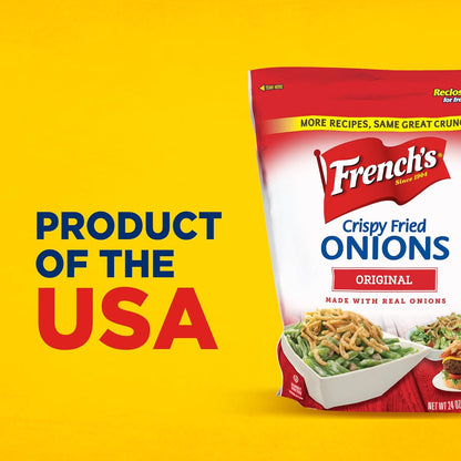 French's Original Crispy Fried Onions 24 oz – Family Favorite Topping for Kid-Approved Dinners