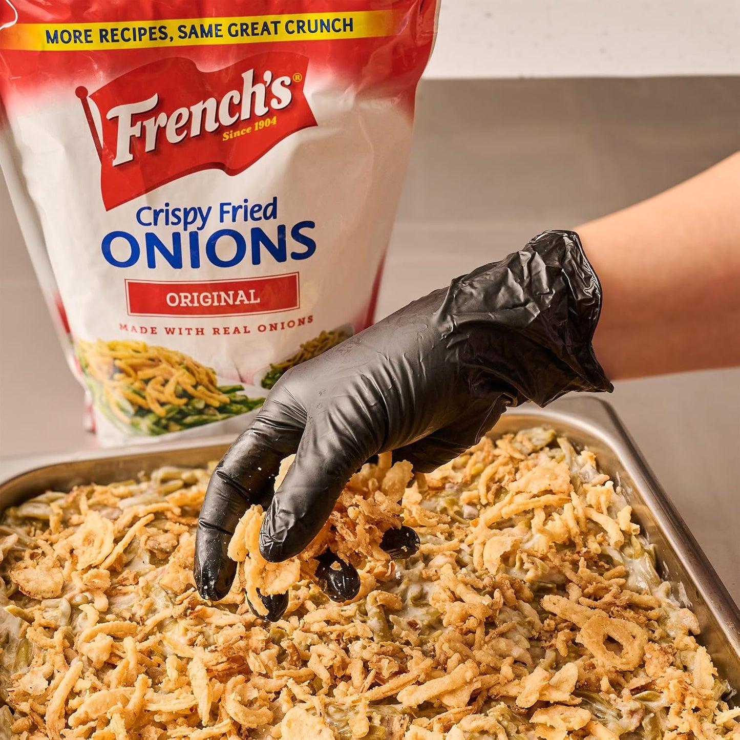 French's Original Crispy Fried Onions 24 oz – Family Favorite Topping for Kid-Approved Dinners
