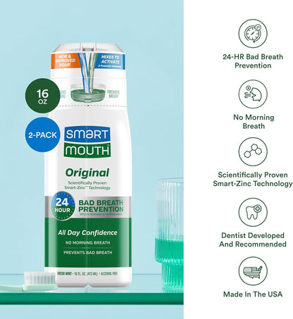 fresh mint flavor in 16 fl oz bottles available in pack of 2, 3, or 9