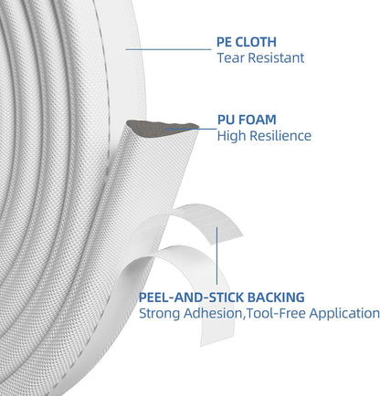 FrostGuard Dark Foam Door Seal Strip – Living Room Front Entry Draft Blocker, Neutral Interior Trim Color