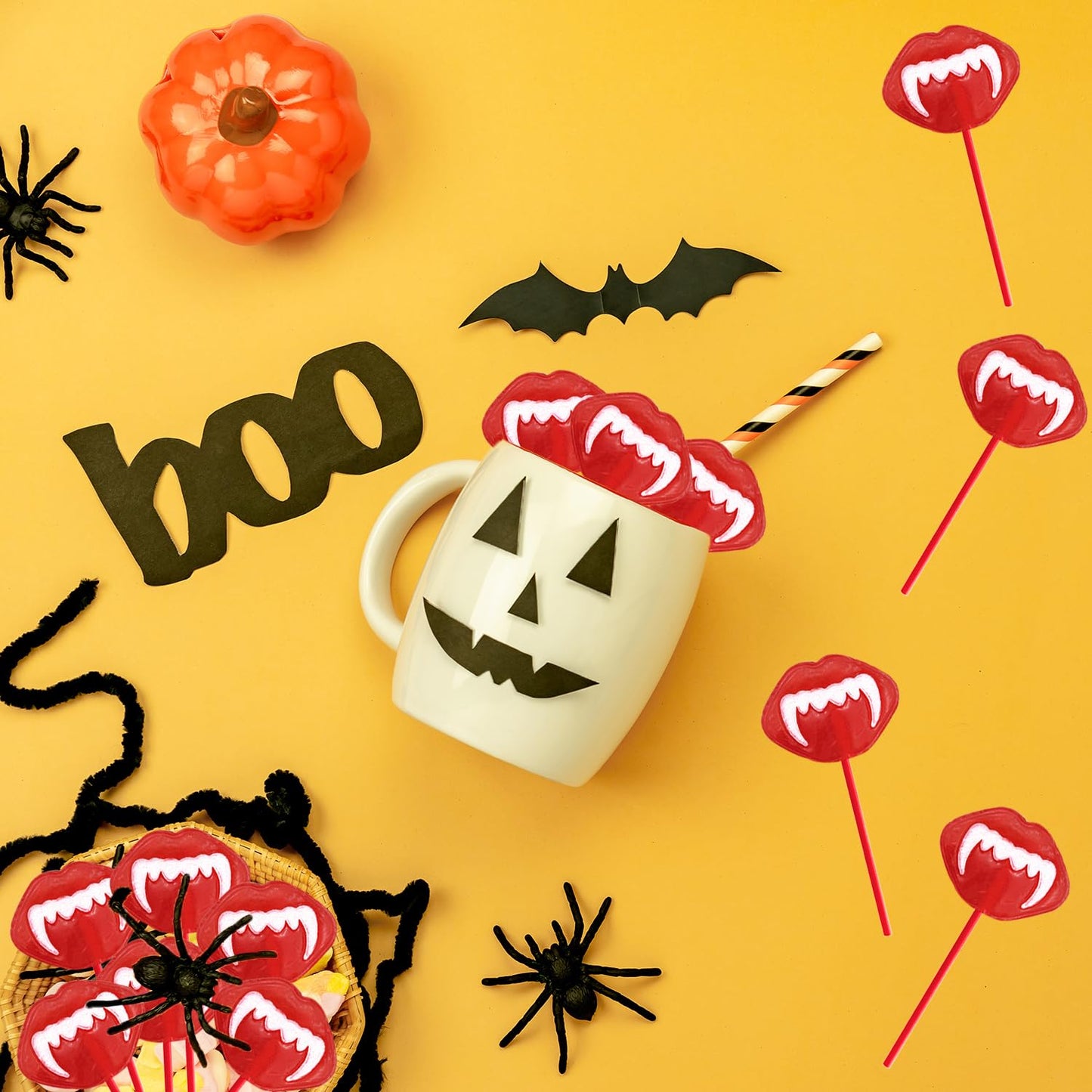Fruidles Halloween Vampires Fangs Tattoo Lollipops – Streamlined Goody Bag Filler for Simple Halloween Hosting